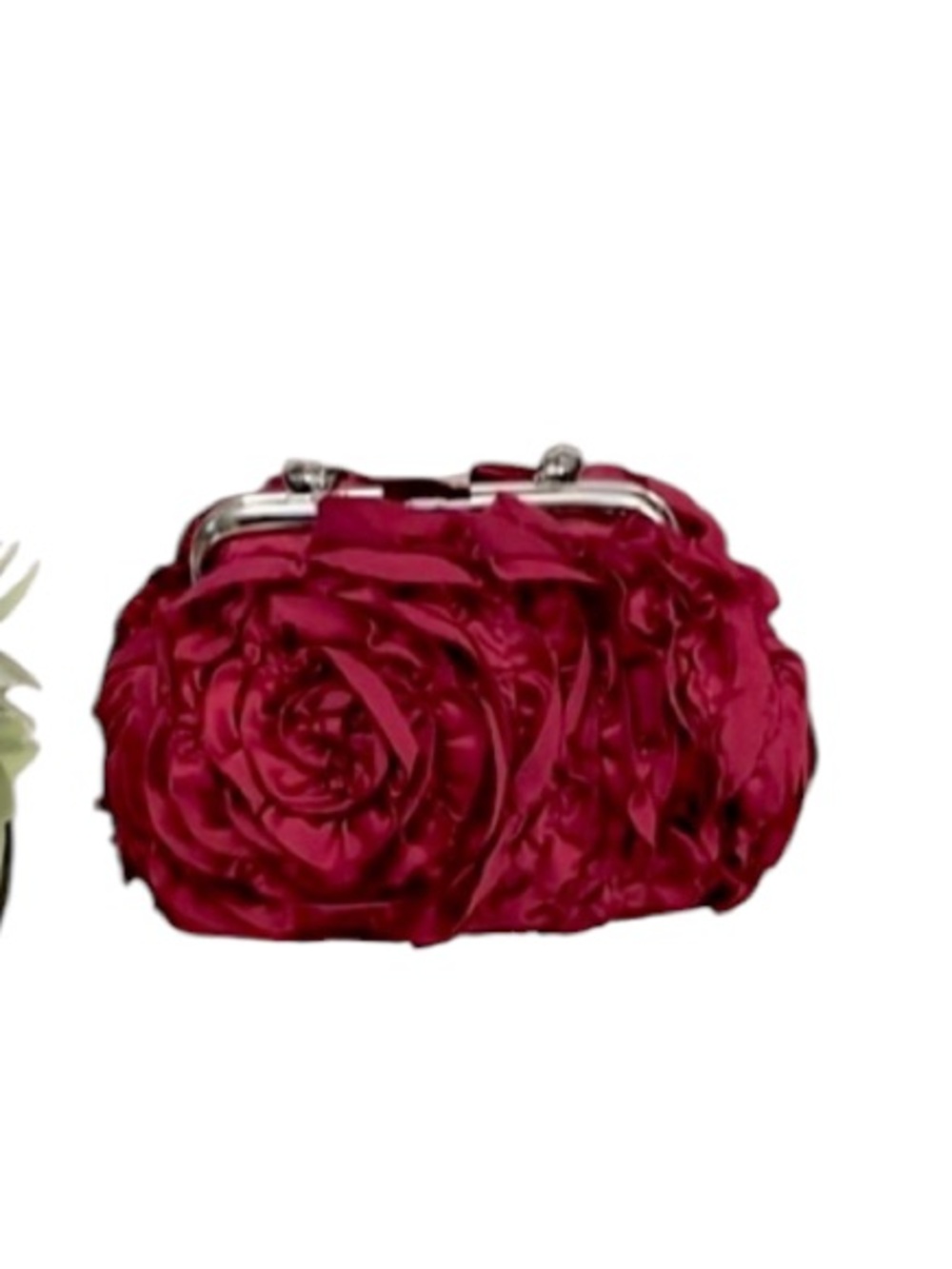 WHBM Pink Fuscia pink Satin Mini Bag Rosette Flower Crossbody Clutch Purse